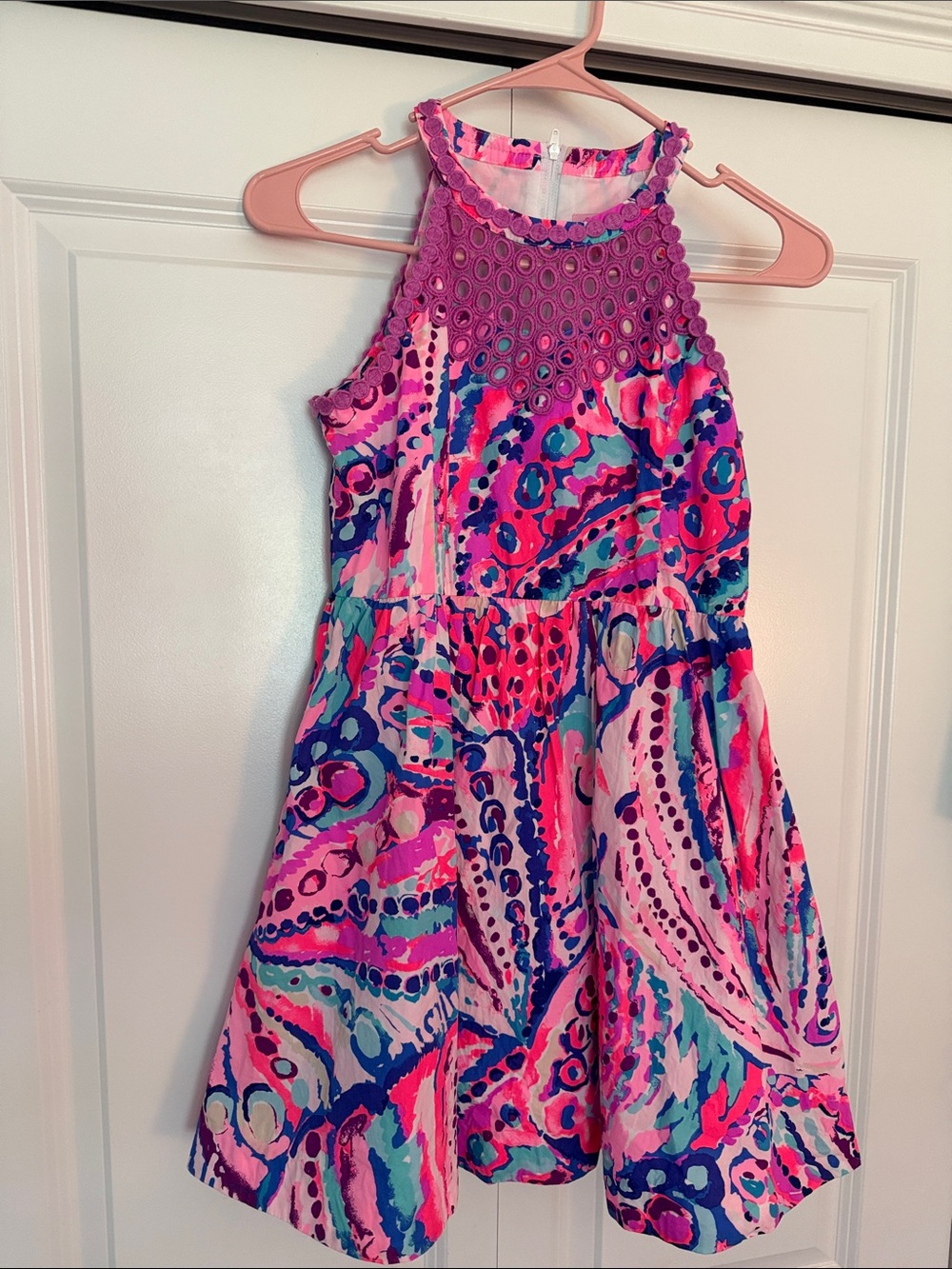 Lilly Pulitzer Pink Multicolor Halter Eyelet Dress